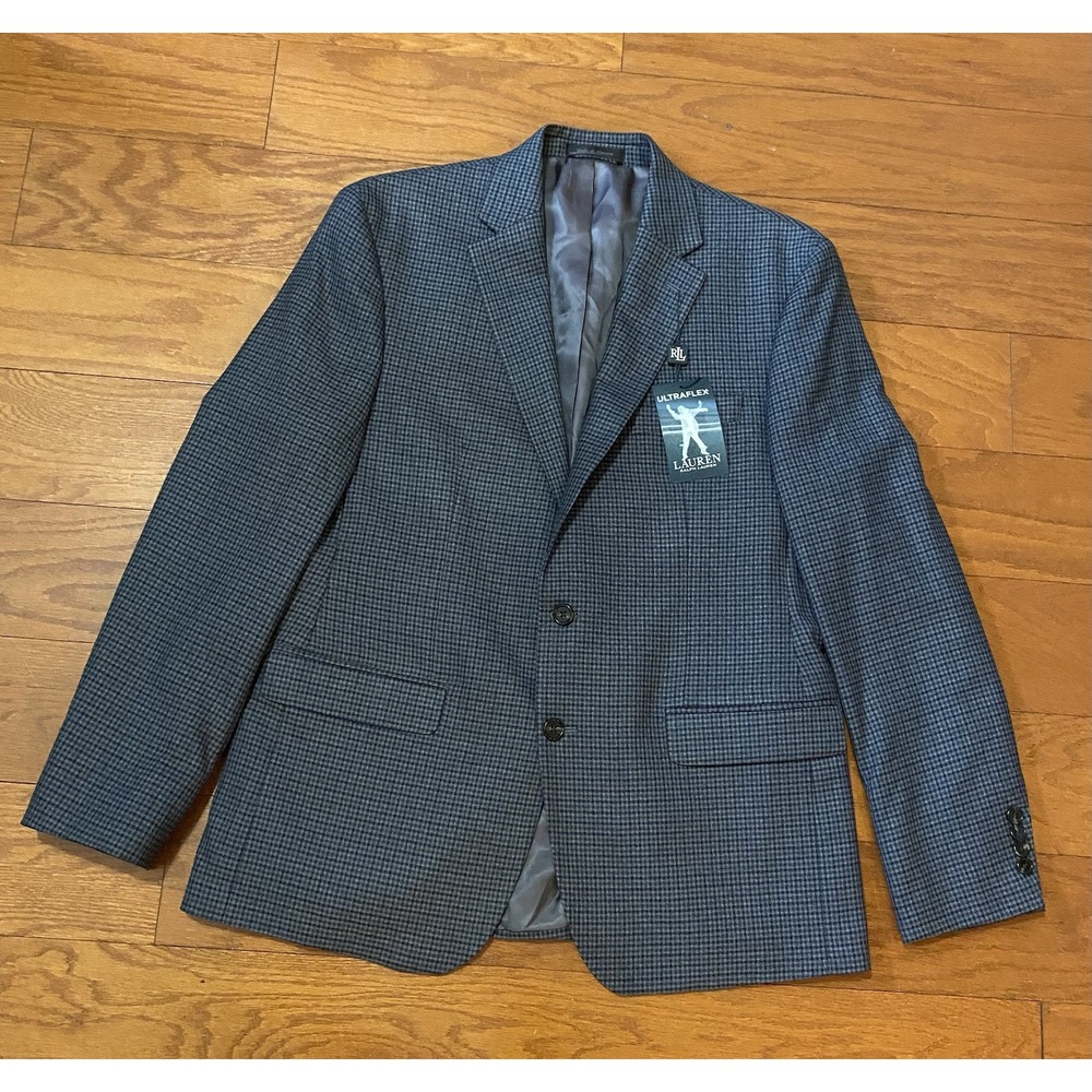 Lauren Ralph Lauren Mens Check Ultraflex Stretch Blazer Blue Purple 42R NWT $375